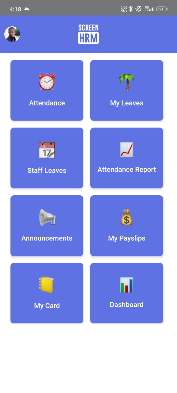 Screen HRM Mobile App